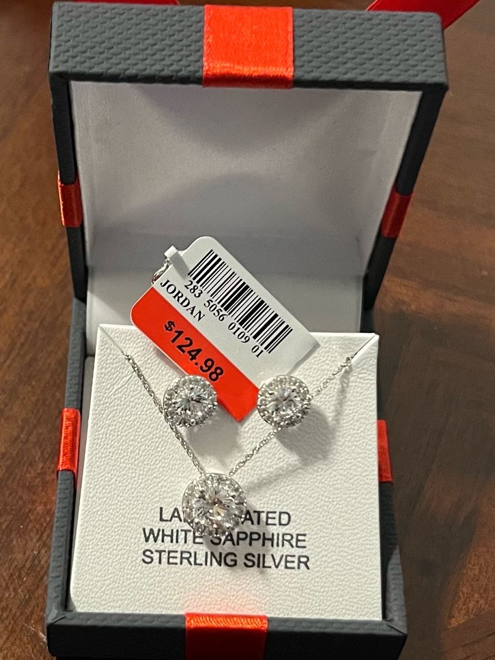 Jordan Sterling Silver Necklace and Stud Set with Sparkling White Stones